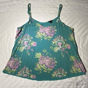 Size 0 torrid green floral double layer tank